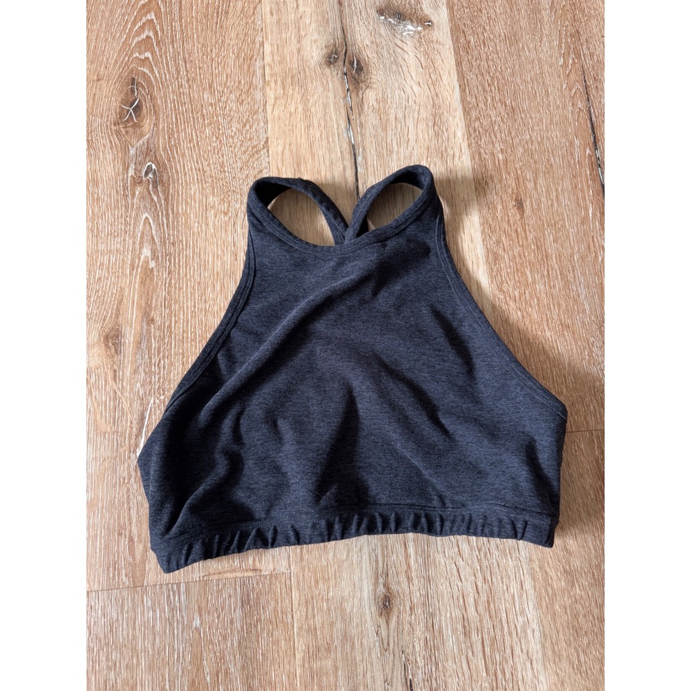 Beyond Yoga Charcoal Gray Heathered  High‎ Neck Racerback Sports Bra Size M
